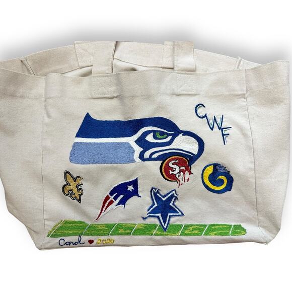 Custom Seattle Seahawks Embroidered Tote Bag NWOT - Picture 3 of 5